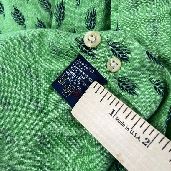 Tommy Hilfiger Green AOP Wheat Men's Medium Button-Up Shirt Long Sleeve Cotton - Picture 10 of 11